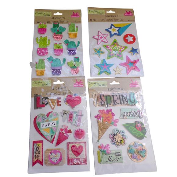 Crafter's Square Flower Butterfly Garden Cat Cactus Sticker Large Lot 20 Package - Picture 7 of 7